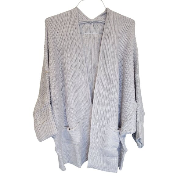 Cardigan Soft Light Gray Knit Loose Fit Pockets Open Front Womens XL NEW - Picture 1 of 8